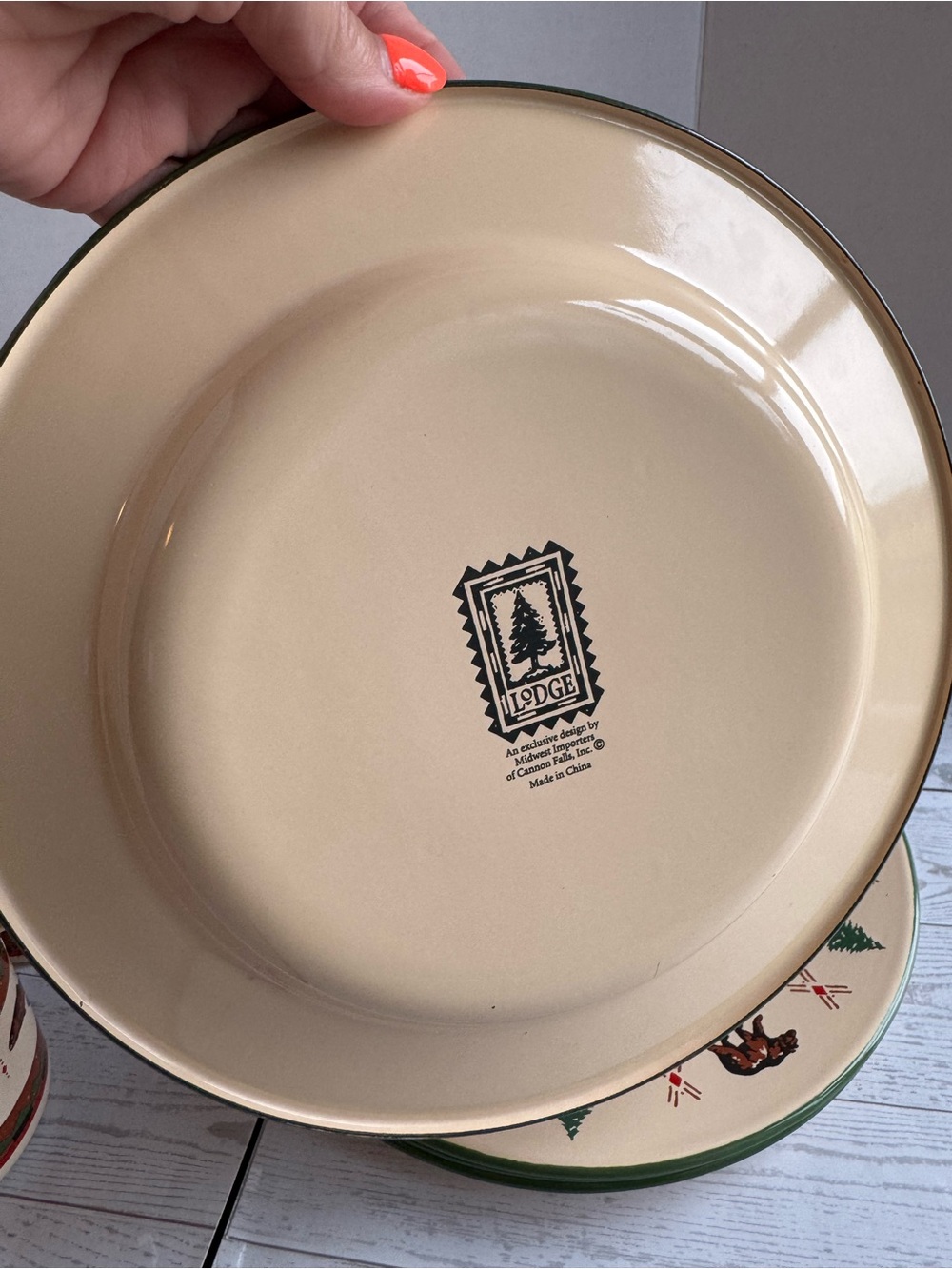 Enamelware Woodland Moose and Bass Dinnerware Collection with Red Accents Set - Picture 5 of 9